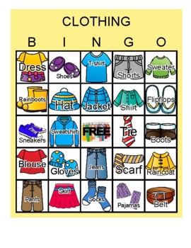 Clothing Bingo by Breezy Teaching | TPT