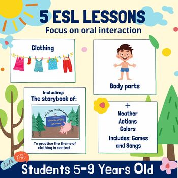 Preview of Clothing, Body Parts, Weather & More | ESL Lesson Plans