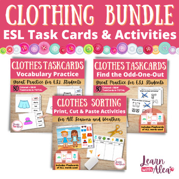 Preview of Clothing Bundle - ESL Task Cards and Activities