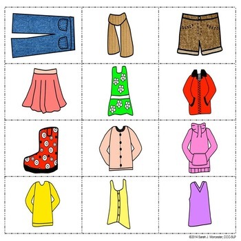 Clothing Categories Rummy by A Green and Gold Speech Therapist | TpT