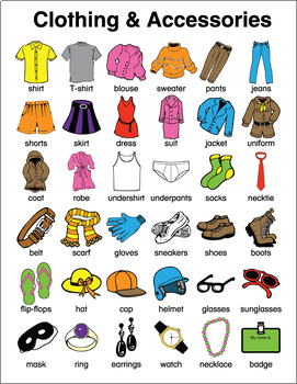 Clothing Chart by Donald's English Classroom | Teachers Pay Teachers