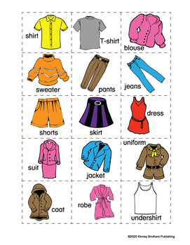 Clothing Charts by Donald's English Classroom | Teachers Pay Teachers