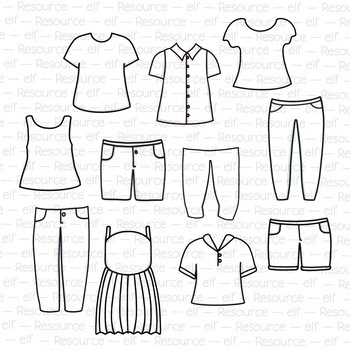 boys clothes clipart black and white