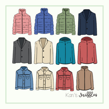 Clothing Clip Art Pack 2 - Outerwear and Sweaters by Kari's Scribbles