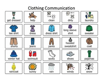Clothing Communication Board by Ava Has Autism | TPT