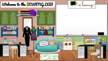 Preview of Clothing Construction or Sewing Lab Virtual Classroom Background