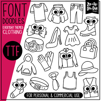 Preview of Clothing Doodle Font {Zip-A-Dee-Doo-Dah Designs}