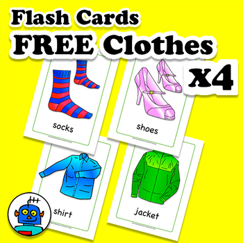 Clothing Flash Cards Set Educational Learning Picture & Word Card Pack 