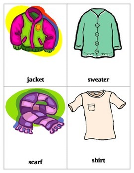 Clothes Digital Flashcards, Teaching Materials Instant Downloads
