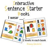 Clothing (I Wear) Interactive/Adapted Sentence Starter Boo