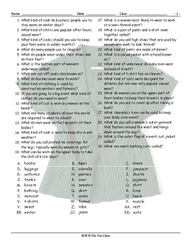 Clothing Items Decoder Ring Worksheet by English and Spanish Language Ideas