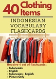 CLOTHES Indonesian English Vocabulary Flashcards | Clothin