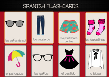 Preview of Learn Clothing in Spanish easily with pdf printable flashcards