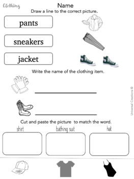 Clothing Life skills Worksheets by UNlVERSAL CREATIONS | TPT