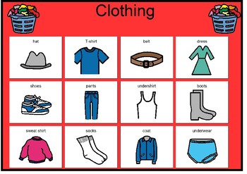 Basic Clothing Matching Board by Hands on speech therapy and AAC activities