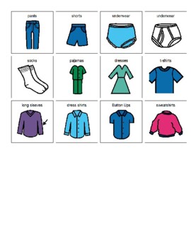 Clothing Picture Cards by Everyday Parenting | TPT
