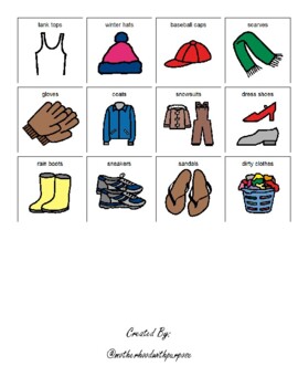 Clothing Picture Cards by Everyday Parenting | TPT