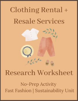 Preview of Clothing Rental + Resale Services Research | Fast Fashion & Sustainability