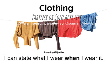 Preview of Clothing Sentences Activity