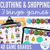 Clothing & Shopping Vocabulary Game BINGO - ESL / ELL Newcomer