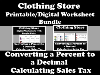 Preview of Clothing Store: Calculating Sales Tax Digital/ Printable Worksheet Bundle