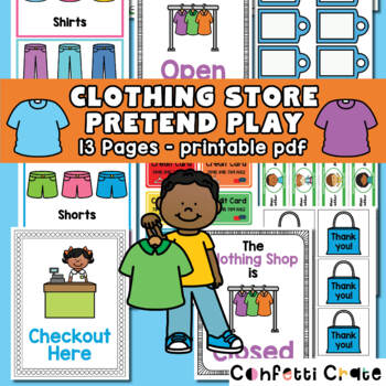 Clothing Store Pretend Play Printables by Confetti Crate | TPT