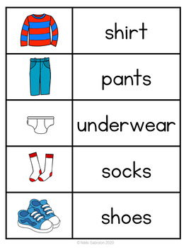 Clothing Study Word/Picture Cards by Teaching in Progress | TpT