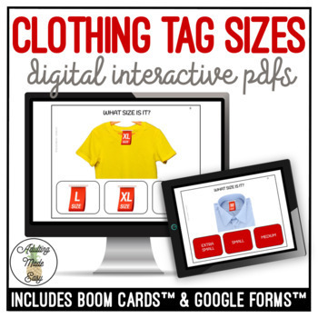 Preview of Clothing Tag Sizes Digital Interactive Activity