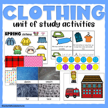 Preview of Clothing Study Activities and Vocabulary for 3K, Pre-K, Preschool & Kindergarten
