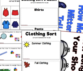 Clothing Unit Bundle! Clothing Themed Math, Science, Literacy & MORE  Centers!