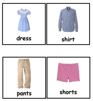 Preview of Clothing Vocabulary Cards