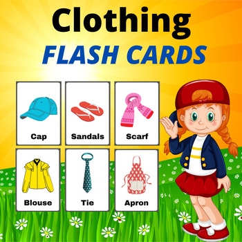 Printable Clothing Flashcards, Learning Cards for Kids, Preschoolers,  Kindergarten, Vocabulary Learning Cards, 32 Clothing Flashcards 