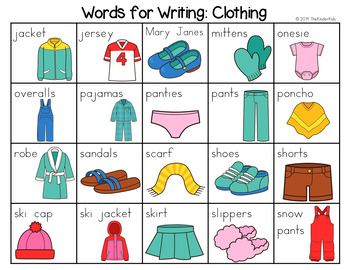 Clothing Word List - Writing Center