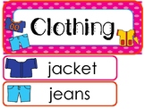 Clothing Word Wall Weekly Theme Bulletin Board Labels.