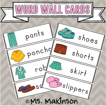 Preview of Clothing Words