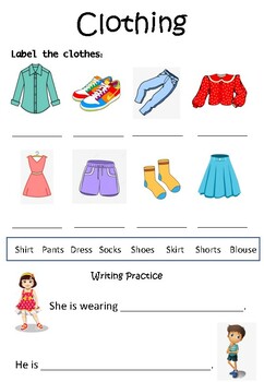 Clothing Worksheet by Catherine Hall | TPT