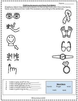 Clothing and Body Parts Matching - ESL by ESL Endeavors