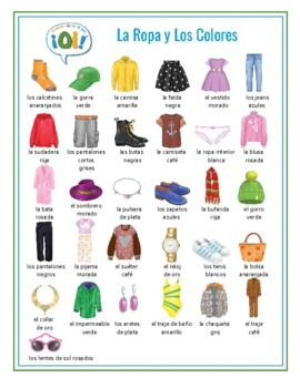 Spanish Clothing and Colors La Ropa y Los Colores Task Cards