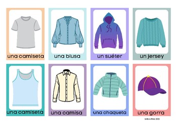 Clothing and accessories Flashcards in Spanish by Maria Perez | TPT