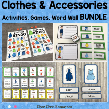 Preview of Clothes Vocabulary Activities and Games Bundle
