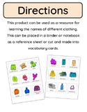 Clothing for All Seasons vocabulary cards