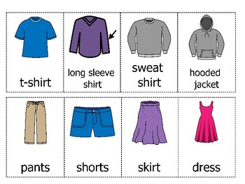 Clothing picture cards by MissH's Tools | TPT