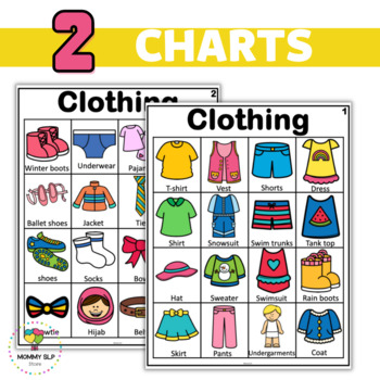 Writing Center word lists | Clothing theme by Mommy SLP | TpT