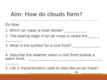 Preview of Cloud Formation Power Point Presentation w/KEY
