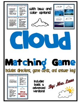 Preview of Cloud Matching Game (For Elementary Students!)