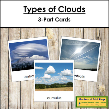 Preview of Types of Clouds 3-Part Cards - Montessori Nomenclature