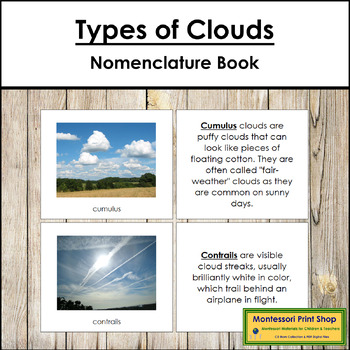 Preview of Types of Clouds Book - Montessori Nomenclature
