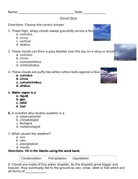 Preview of Cloud Quiz