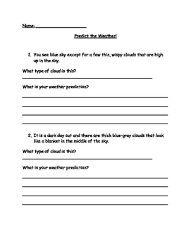 Cloud Type Flash Cards and Weather Prediction Worksheet by Share it Science