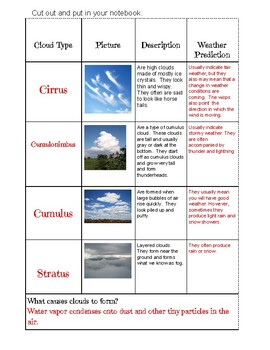 Cloud Type Notes and Cloud sort Activity by UH LEE SHA DEES | TPT